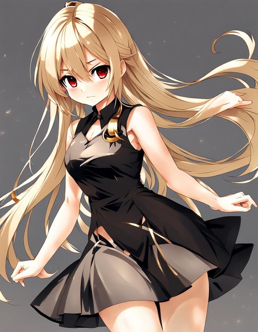 Anime Girl in Black Dress, Manga Style