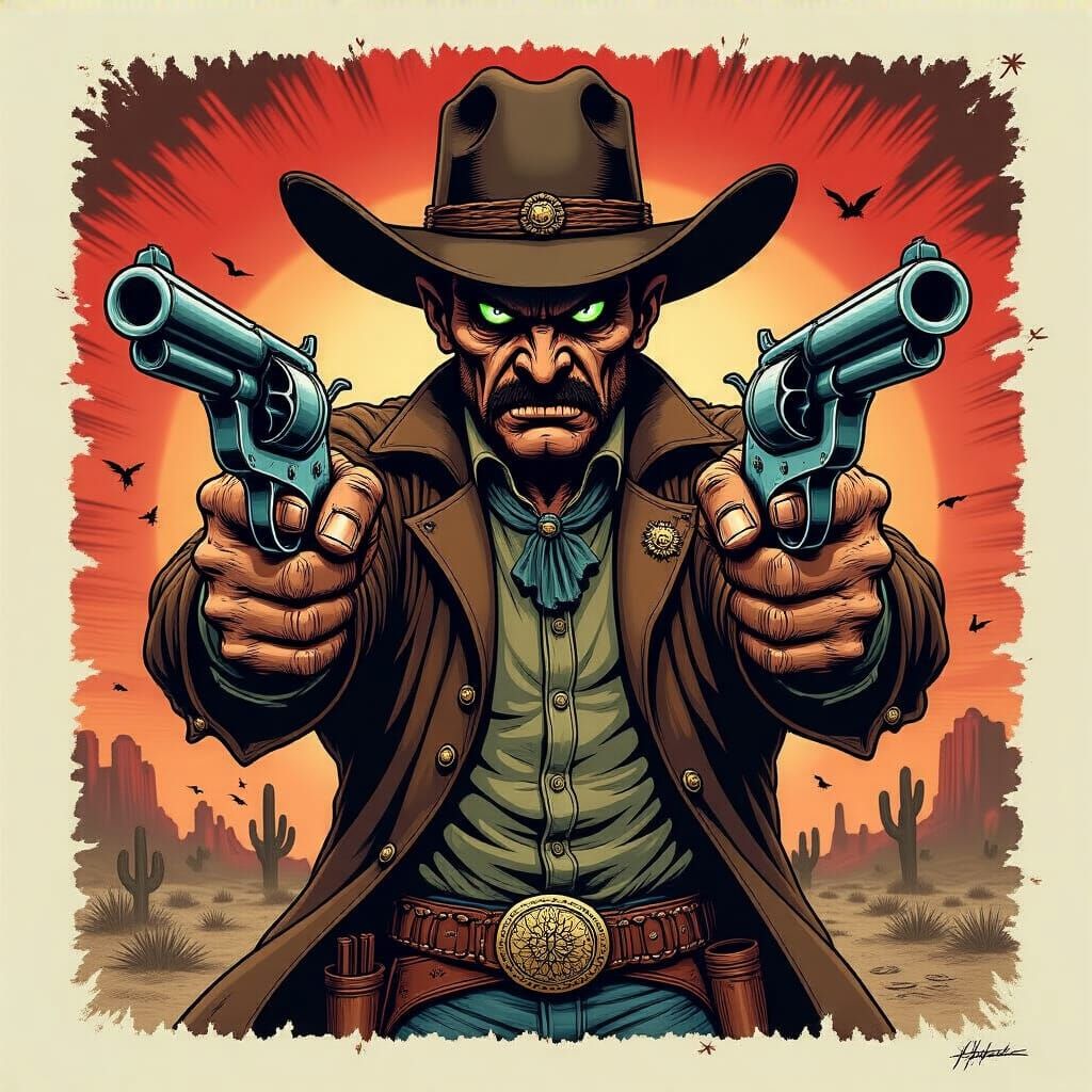 Evil Sheriff in Comic Style Illustration