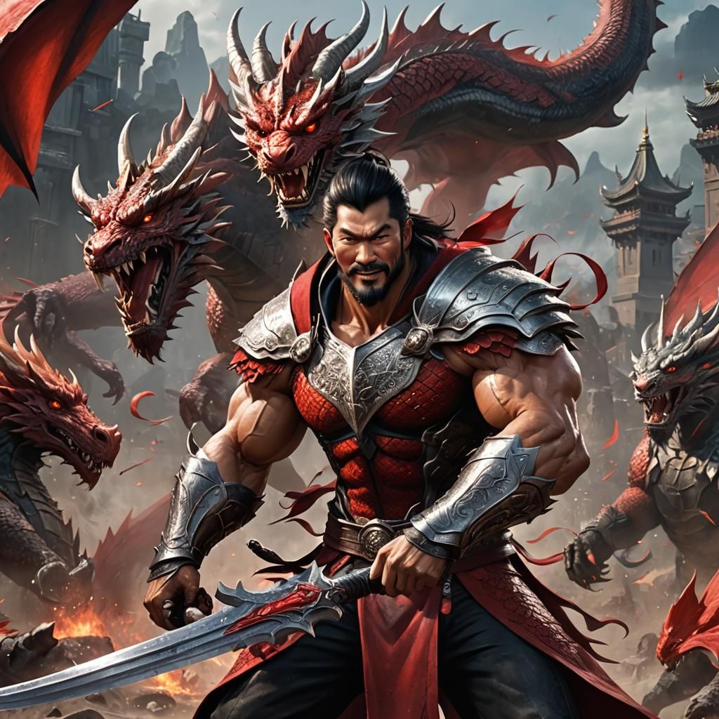 Man Battles Dragon: Fantasy Art in 8k