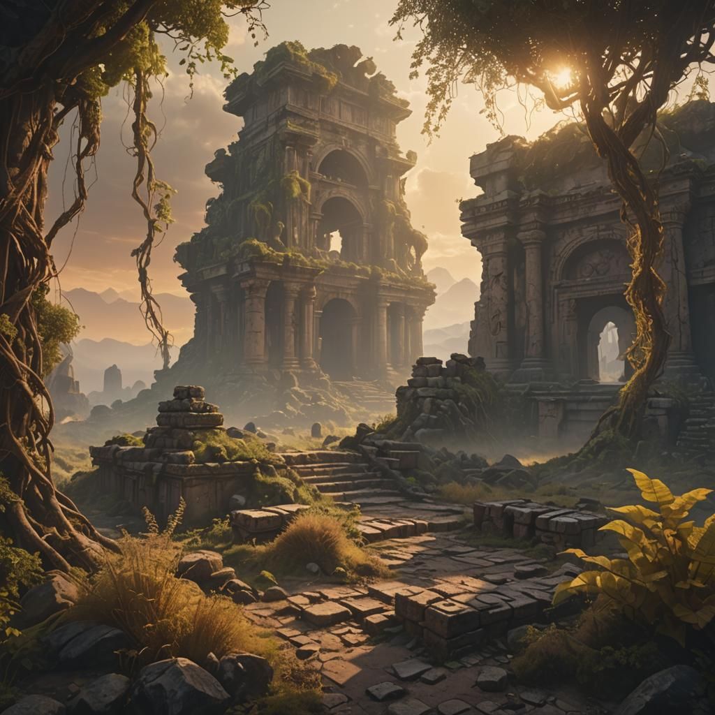 Ancient Alien Ruins on a Distant Horizon