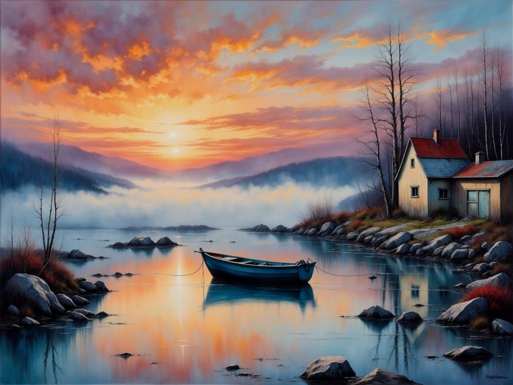 Fog rolling across the lake