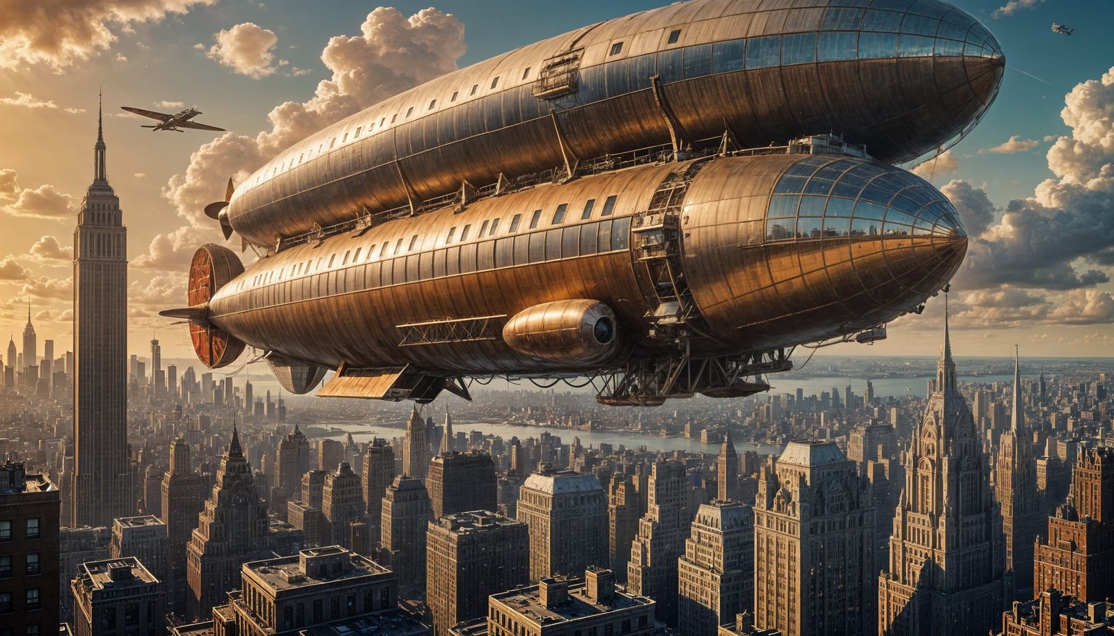 Steampunk Zeppelin Soars Over New York Cityscape