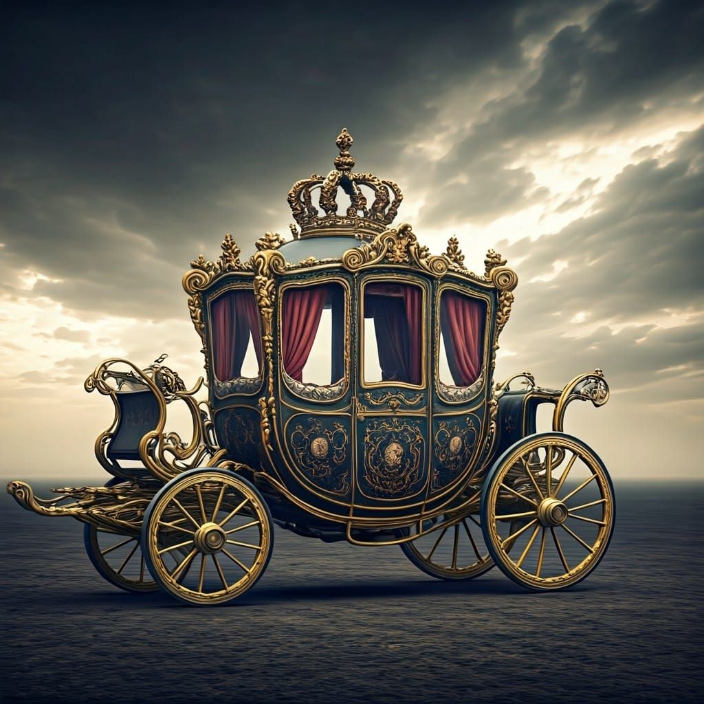 Majestic Royal Carriage in Ornate Digital Art Style