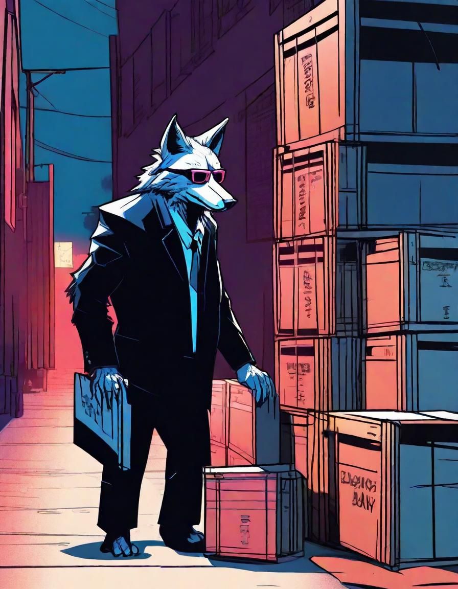 Wolf Character Art in Film Noir Style