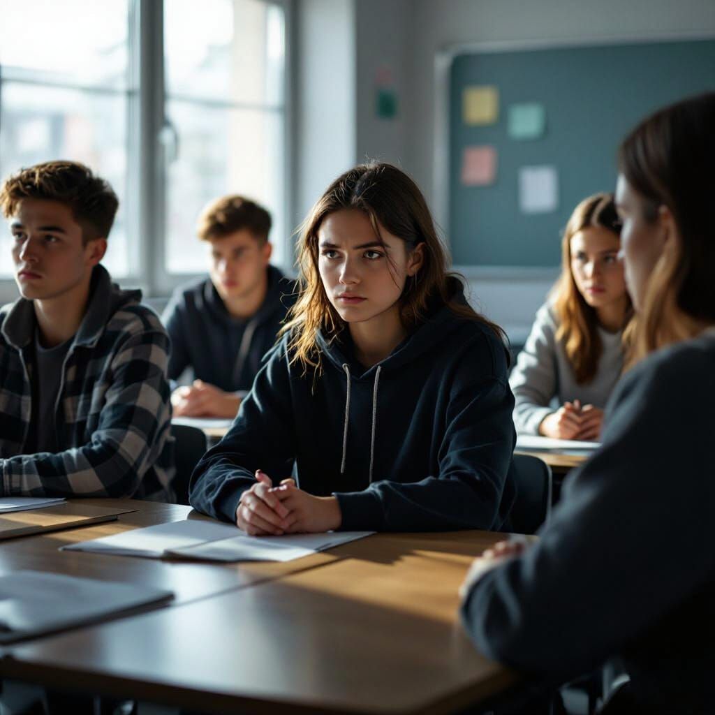 Subtle Classroom Ostracism in Photorealistic Style