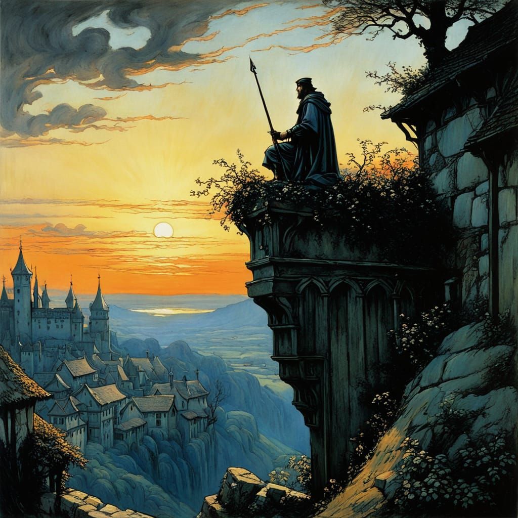 Medieval Sentinel at Sunrise