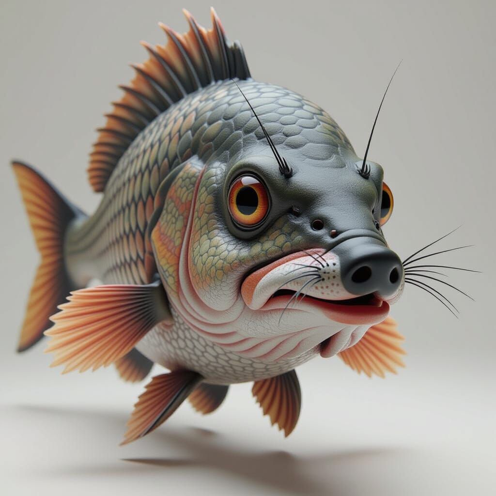 Unnerving Fish Bird Wolf Hybrid in 3D