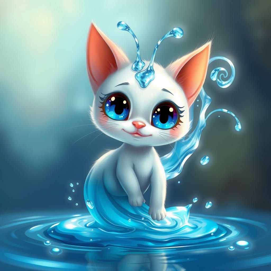 Water Sprite Ripple: Fluid Energy and Comical Cuteness