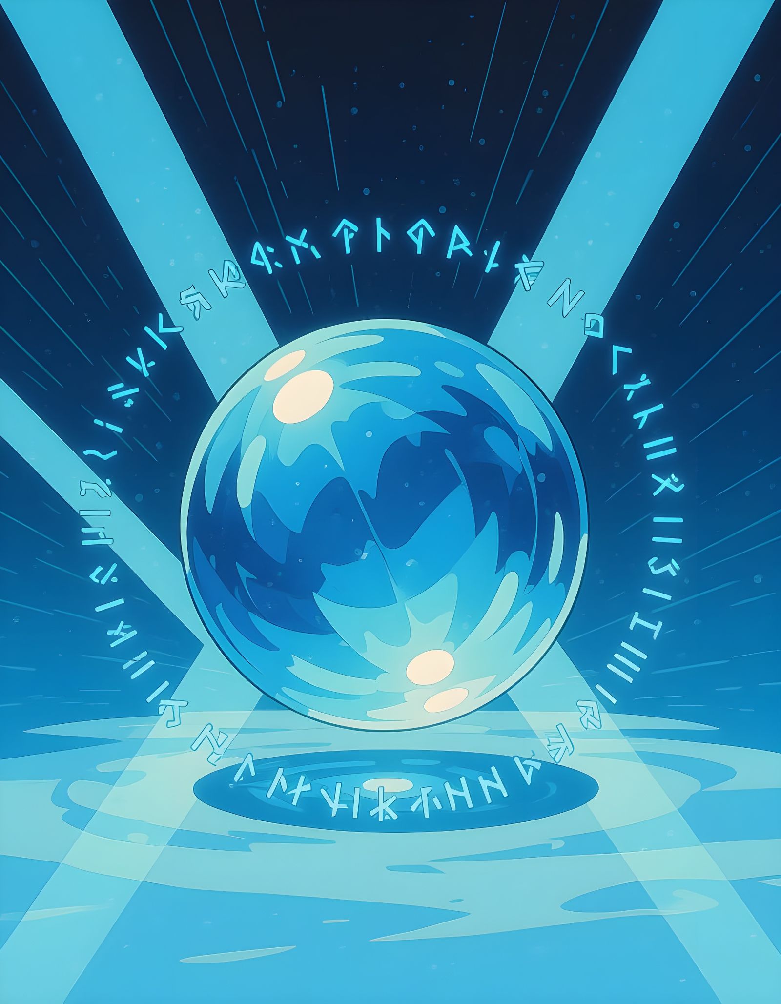 Ethereal Crystal Sphere in Vintage Anime Style