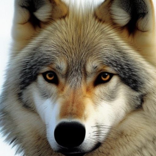 Magnificent White and Golden Wolf Portrait