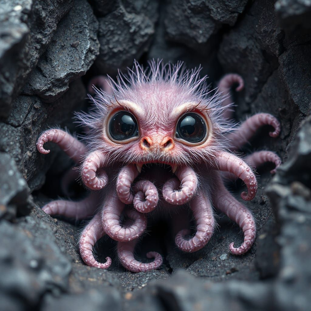 Creepy Cute Pink Tentacled Creature in 3D Art