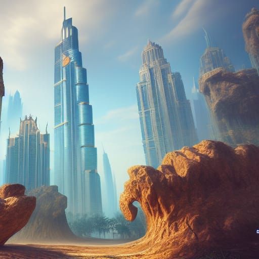 Fantastical Dubai Concept Art in Deep Color