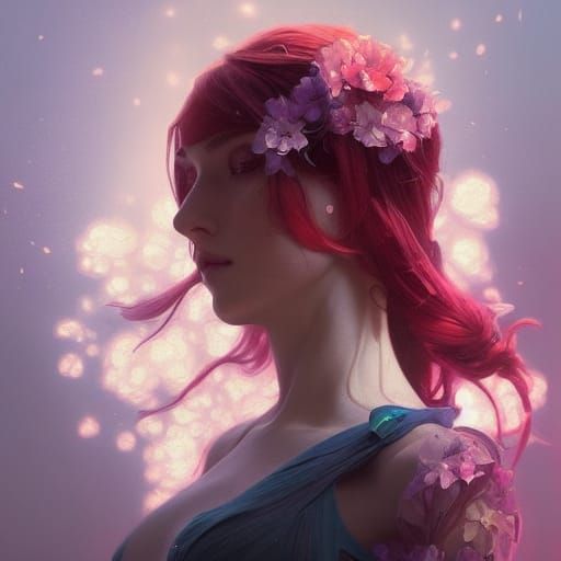 Ecstatic Flower Portrait in Hyperdetailed Art Nouveau Style