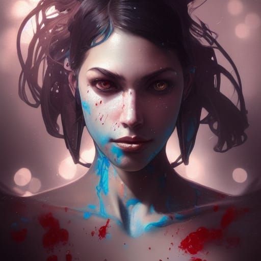 Blood in Water Portrait in Hyperdetailed Style