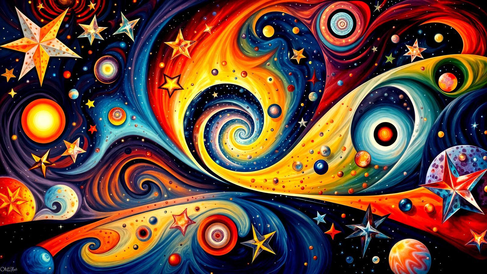 Surreal Cosmic Swirls in Fine Art Starburst Style