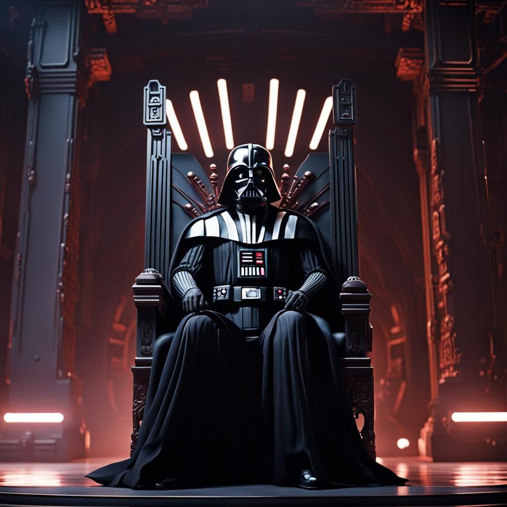 Darth Vader on Throne in Realistic Style