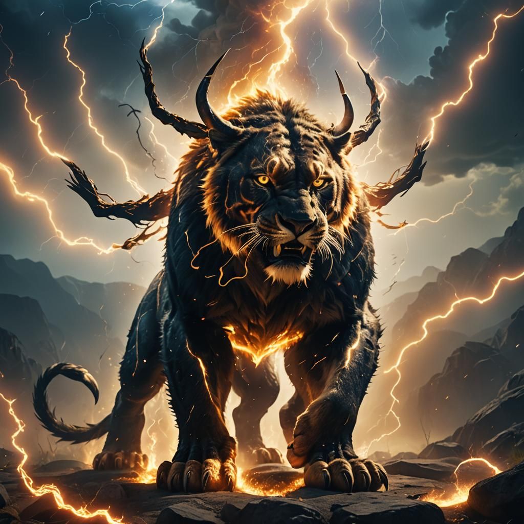 Epic Sabertooth Tiger with Lightning Aura