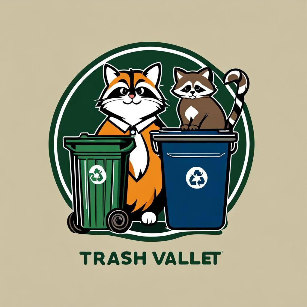 Cat and Raccoon Trash Valet Company Logo