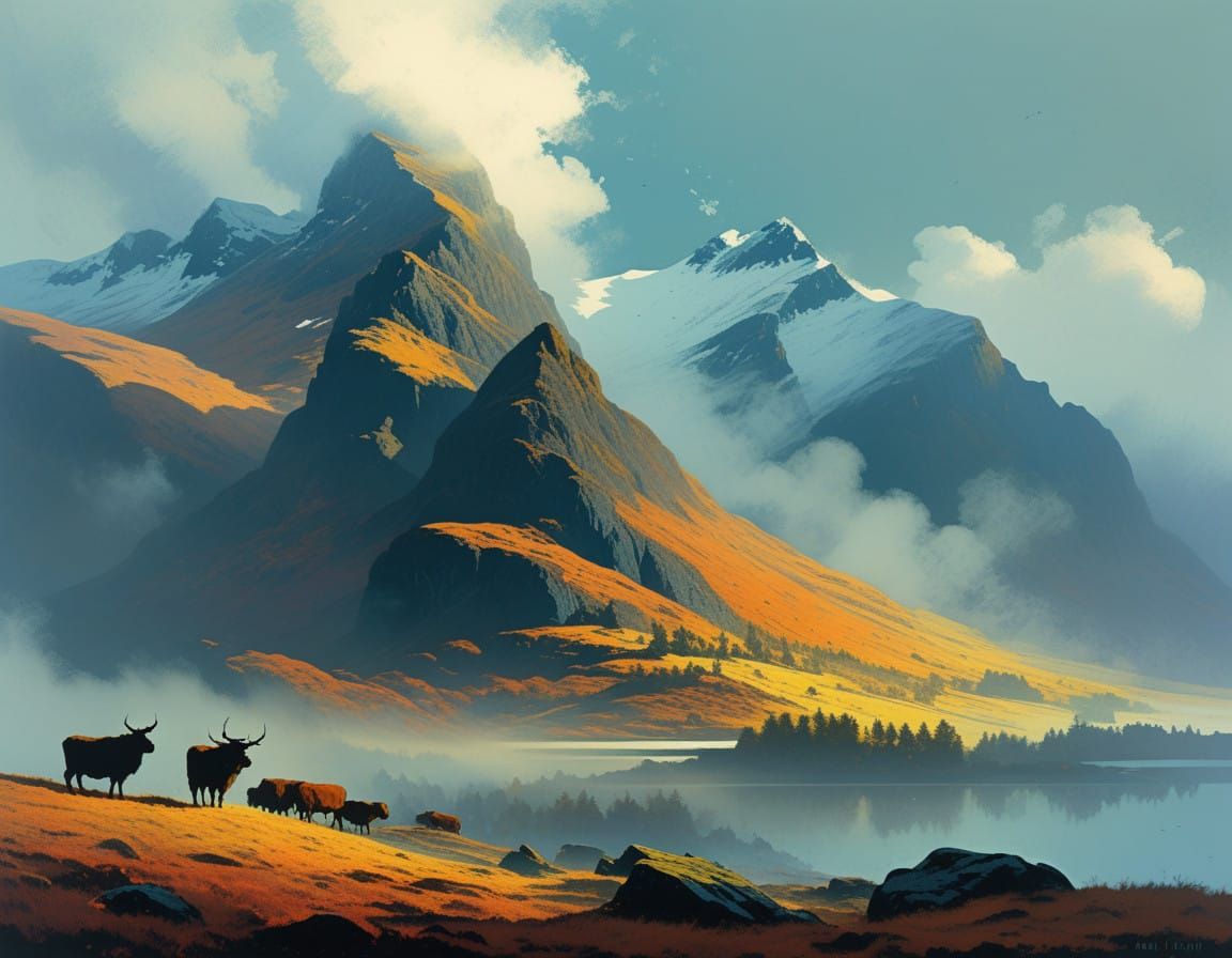 Misty Autumn Morning in the Scottish Highlands