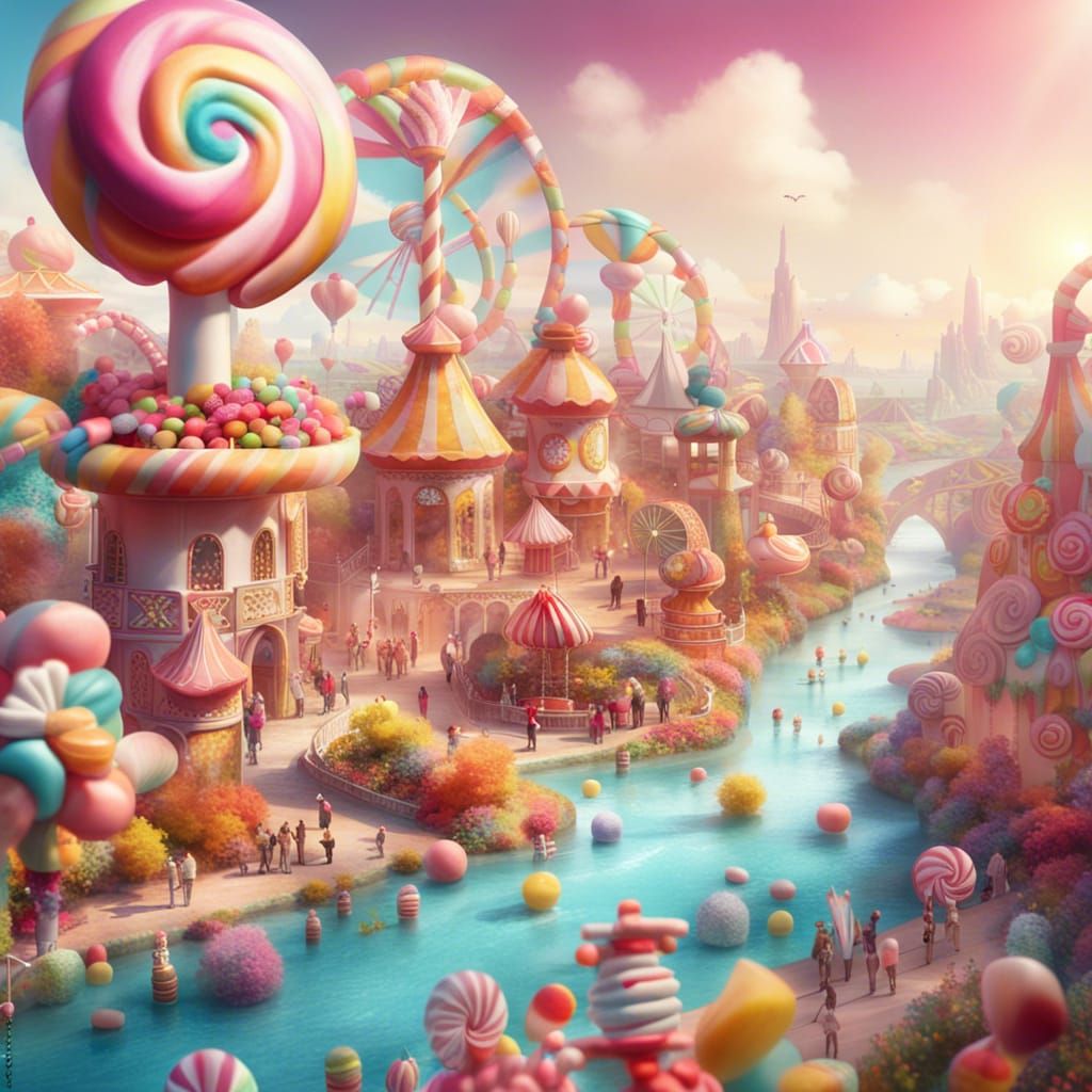 Candy Land Fantasy World: Detailed Matte Painting