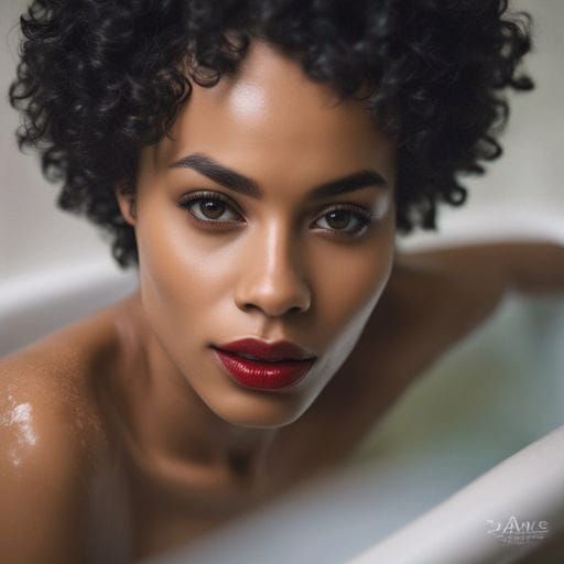 Stunning Afro-American Woman Bathing: Royo Inspired