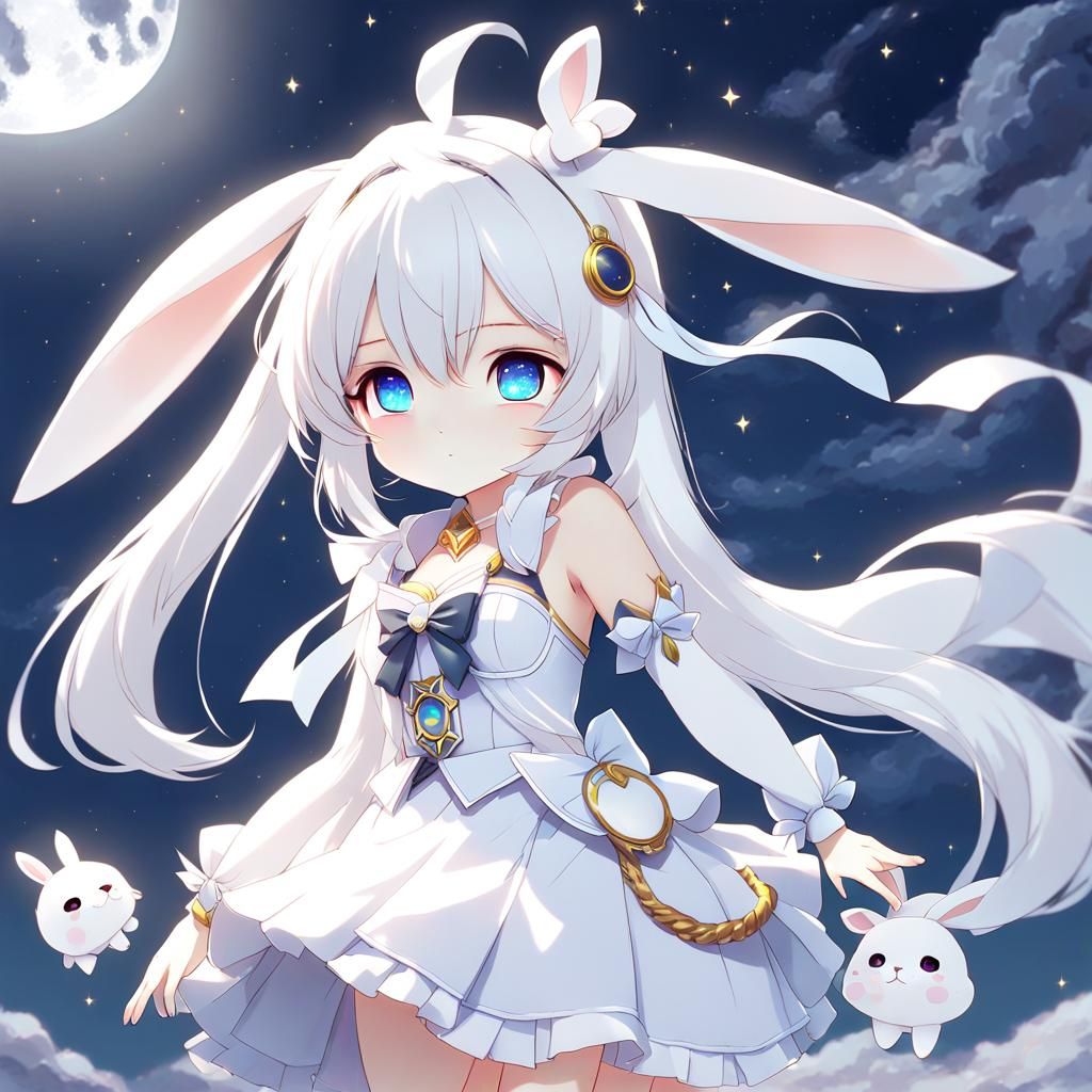 Anime Moon Rabbit Girl in 3D Style