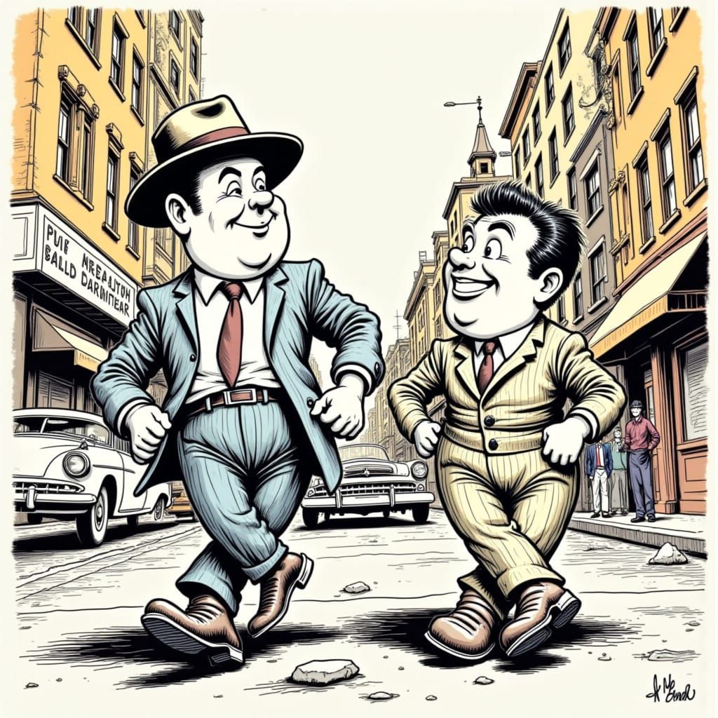 Abbott and Costello in 1950s Comic Strip Style