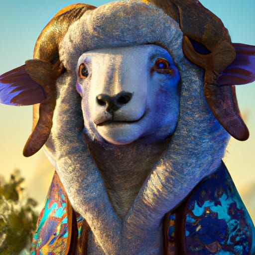 Detailed Sheep Fursuit Portrait in 8k Resolution