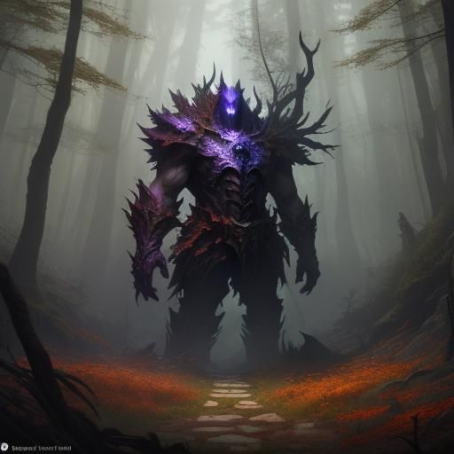 Mystical Treant in Autumn Forest: Dark Fantasy Art