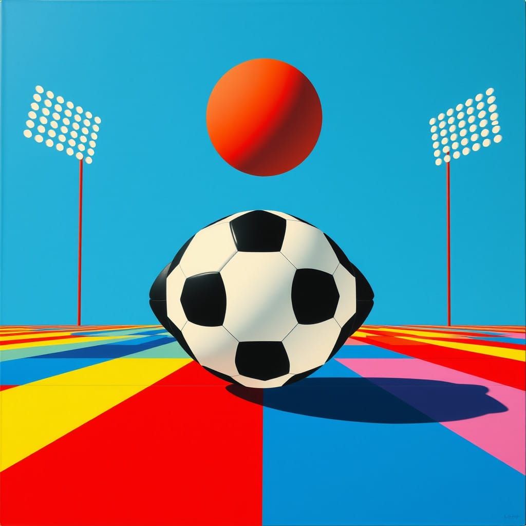 Geometric American Football in Vibrant Optical Art Style