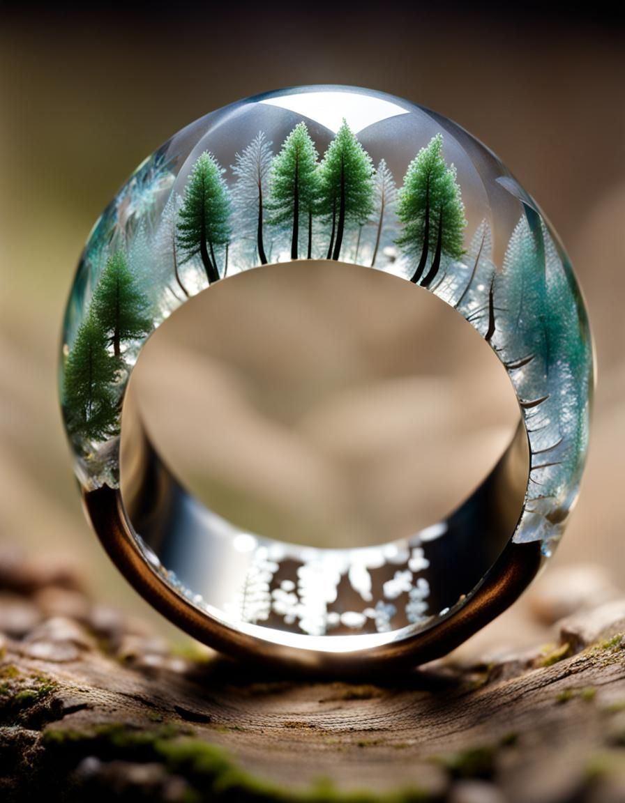 Wonderland Forest Inside Crystal Ring: Macro Photography