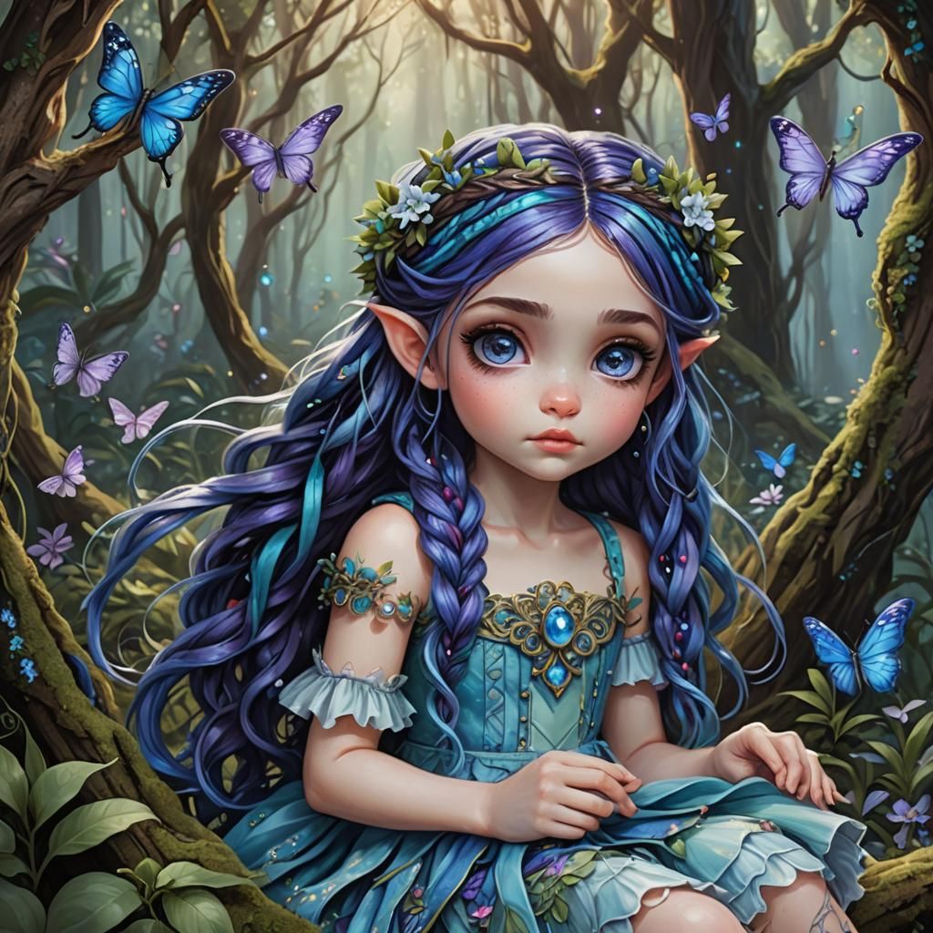 Pixie Girl in Fairy Forest, Fantasy Art