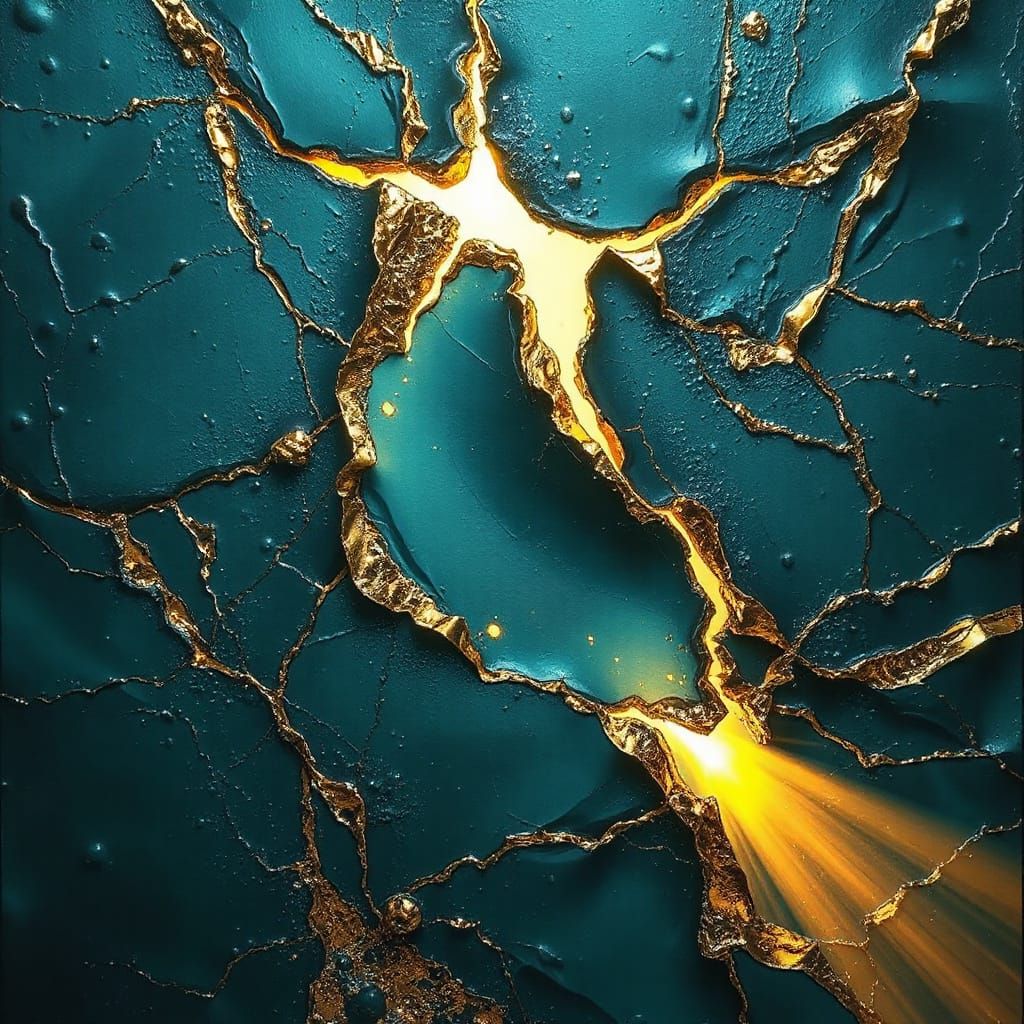 Hope Radiates Through Cracked Darkness in Vibrant Yellow Lig...