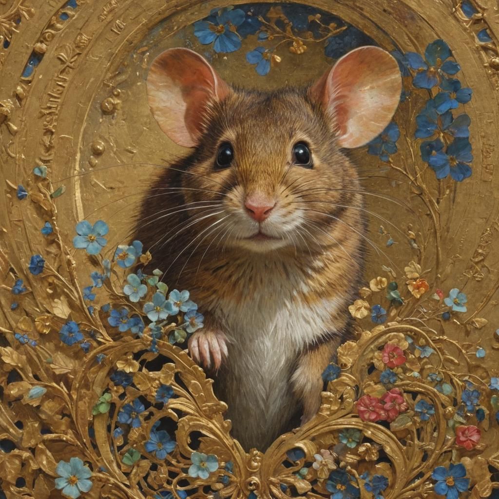 Hyperdetailed Mouse Painting in Symbolist Style