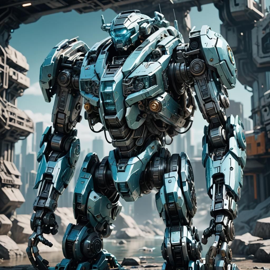 Futuristic Sci-Fi Mech Ground View in 8K