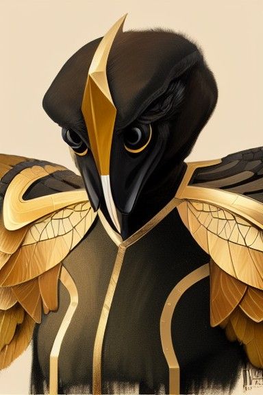 Onyx and Gold Aarakocra Concept Art