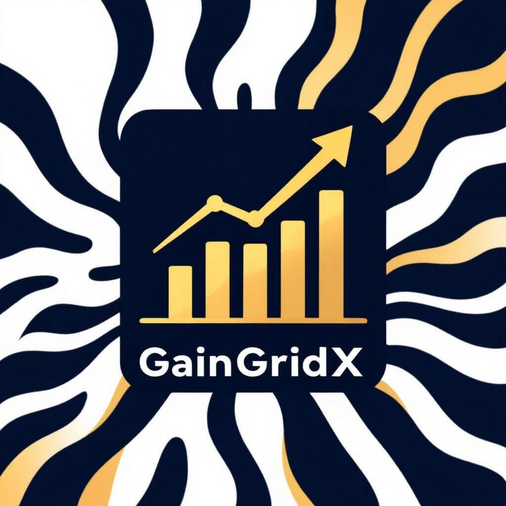 GainGridX YouTube Logo: Abstract Financial Graph in Gold & B...