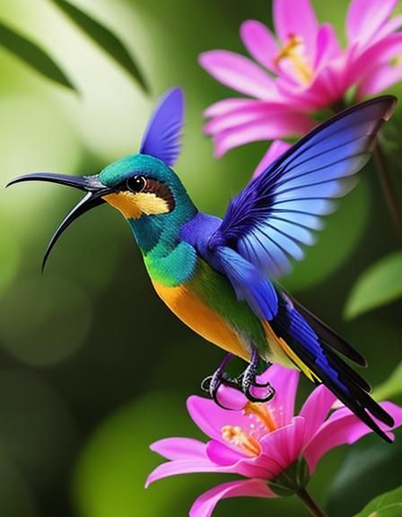 Hummingbird in Flight: A Photorealistic Wildlife Scene