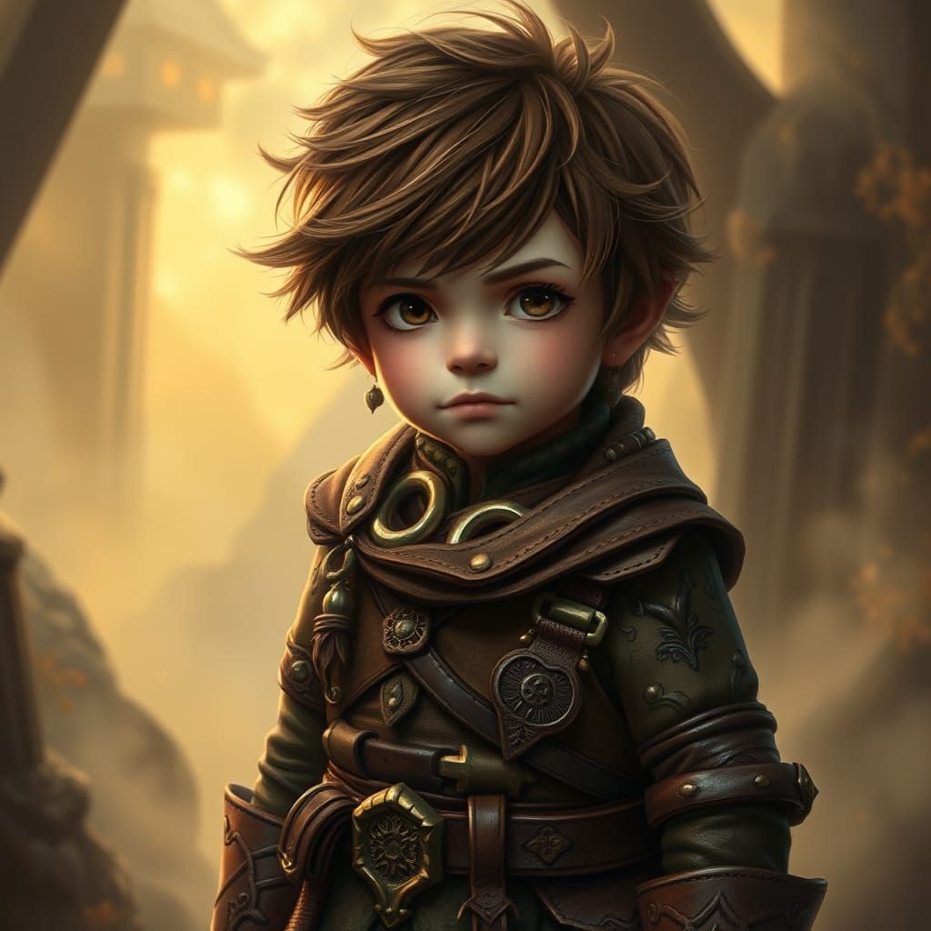 Halfling Adventurer in Mystical Kinkade-Inspired Realm