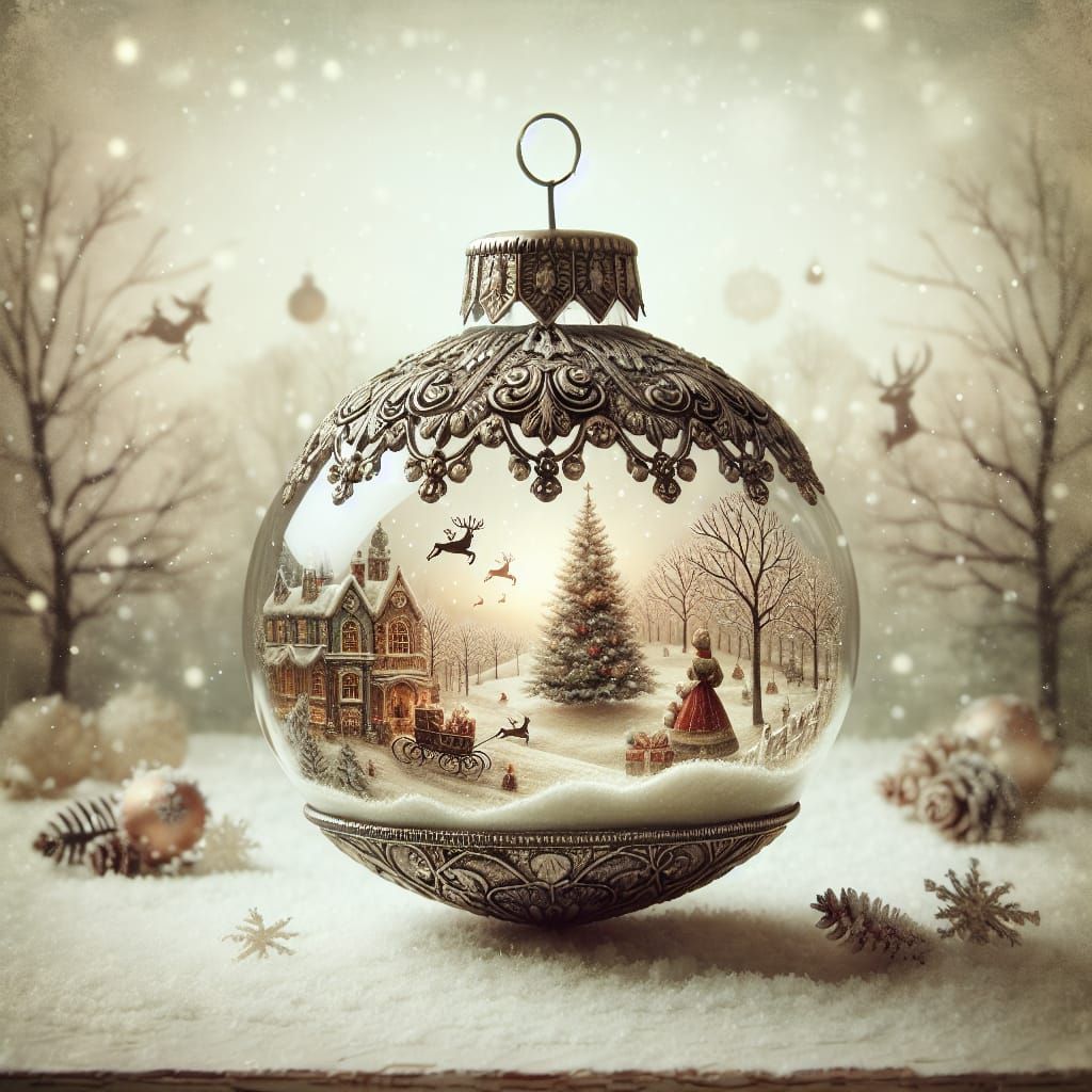 Vintage Holiday Wonderland in Ornate Christmas Bauble