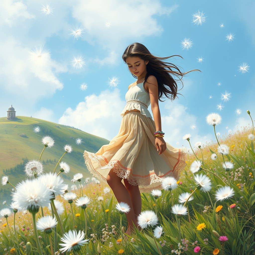 Whimsical Dandelion Fantasy with Teen Girl