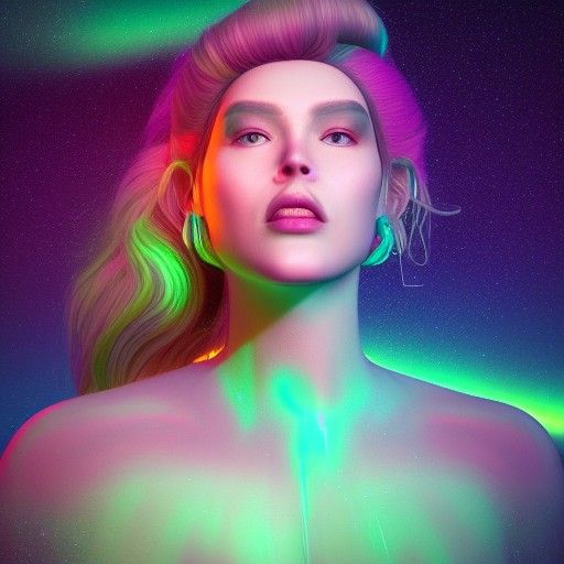 Goddess of Northern Lights: Photorealistic Portrait