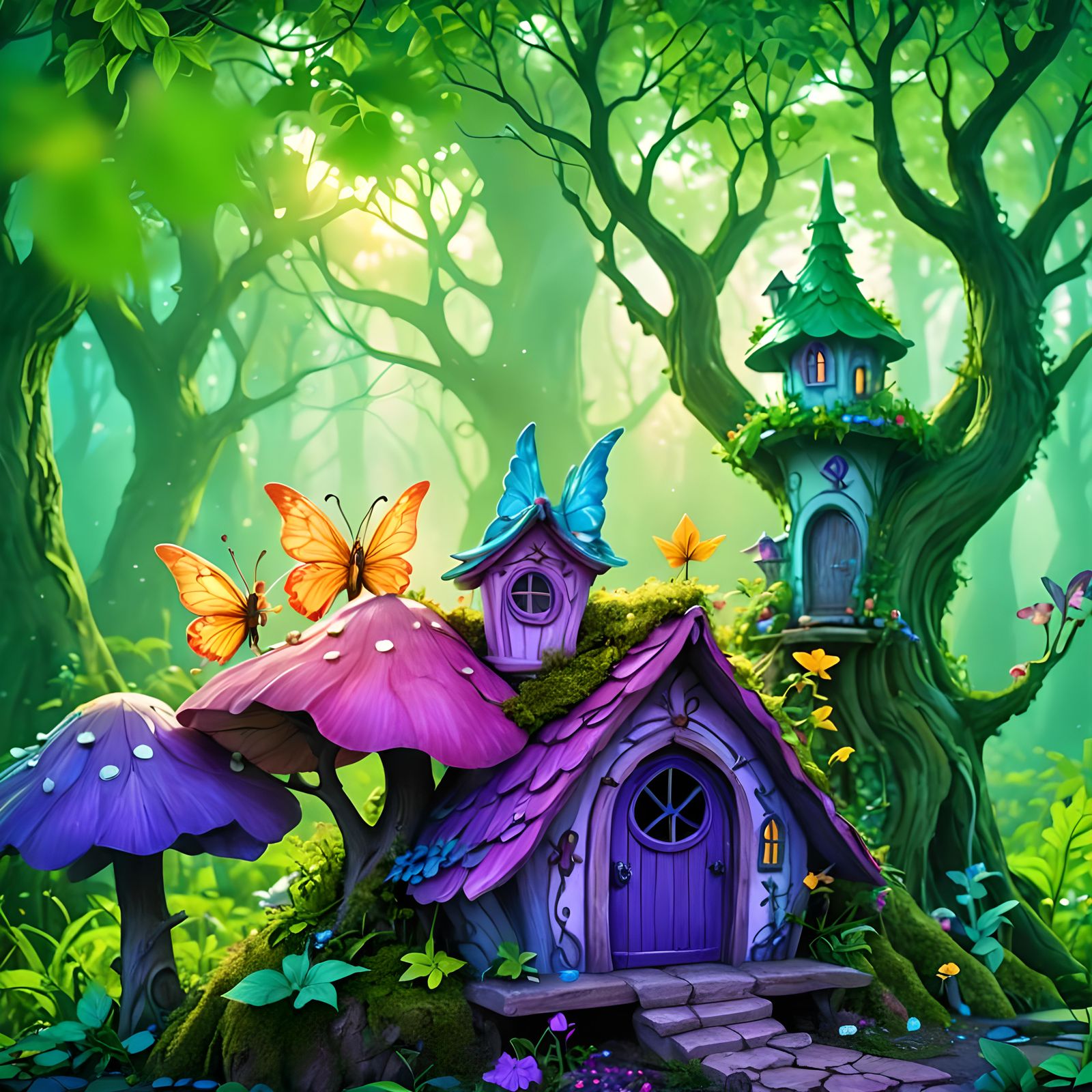 Fantasy fairy house, fantasy fairy forest, detailed fantasy ...