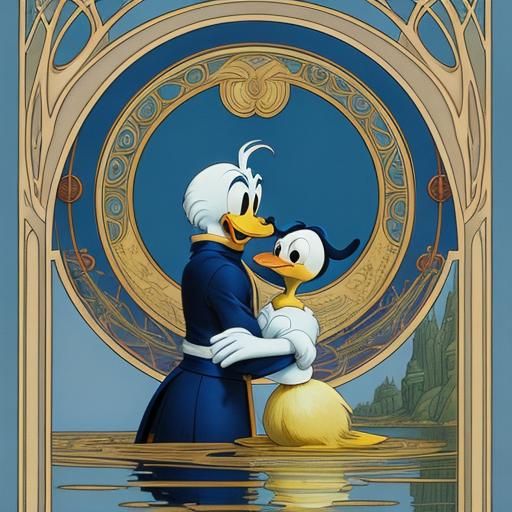 Donald Duck in Romantic Art Nouveau Style