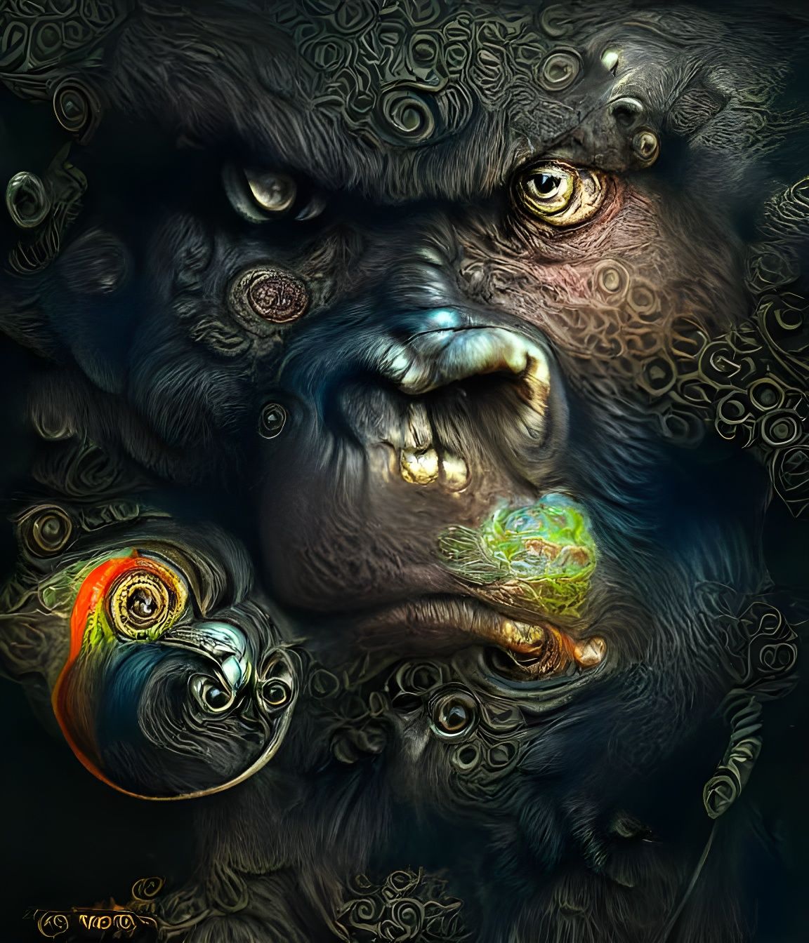 Angry Gorilla in Fractal Ocean Concept Art