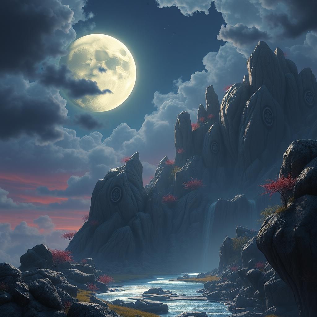 Fantastical Moonscape in Detailed Matte Painting Style