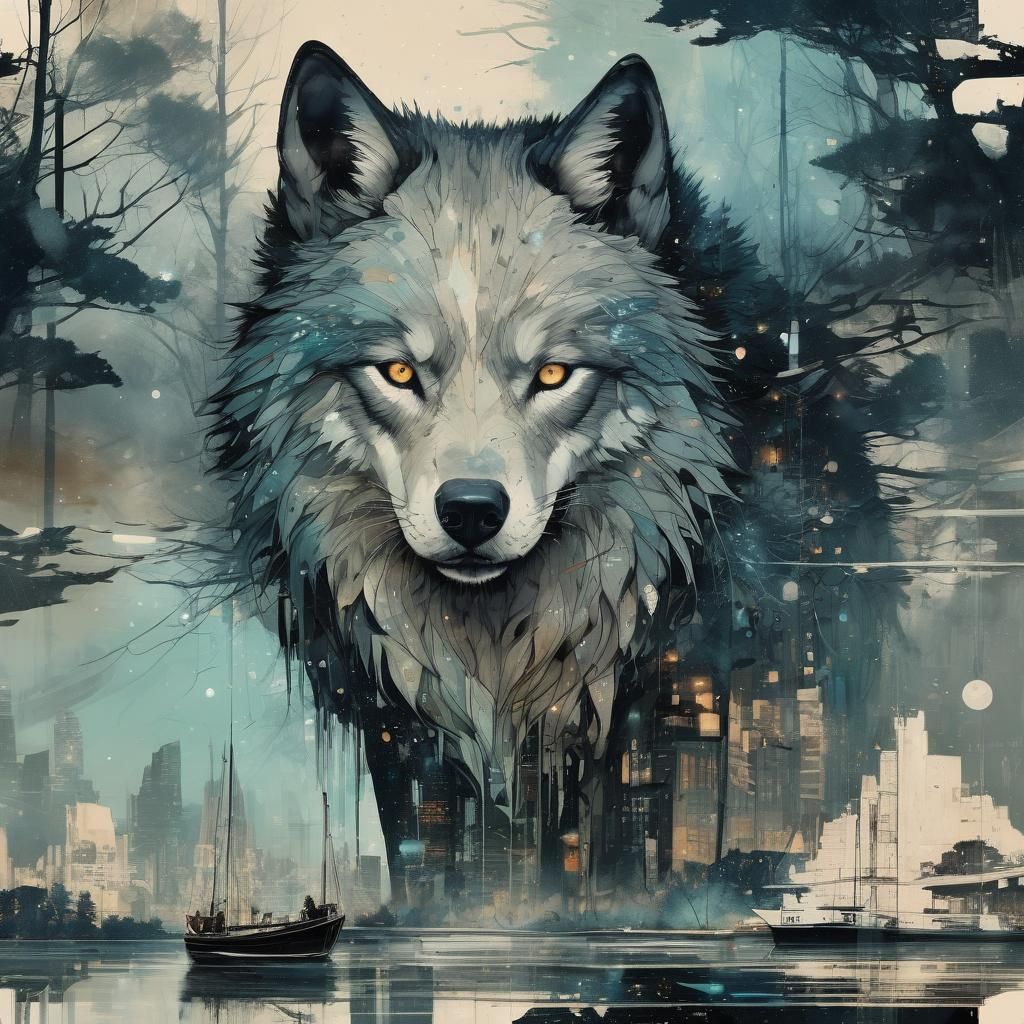 Double exposure, double exposure: Wolf