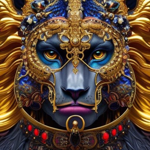 Gothic Armored Lion in a Ghibli-esque Fantasy Portrait