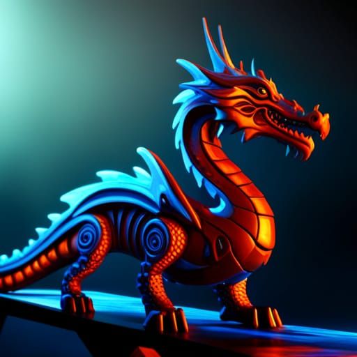 Hologram Dragon and Human: Detailed Fantasy Art