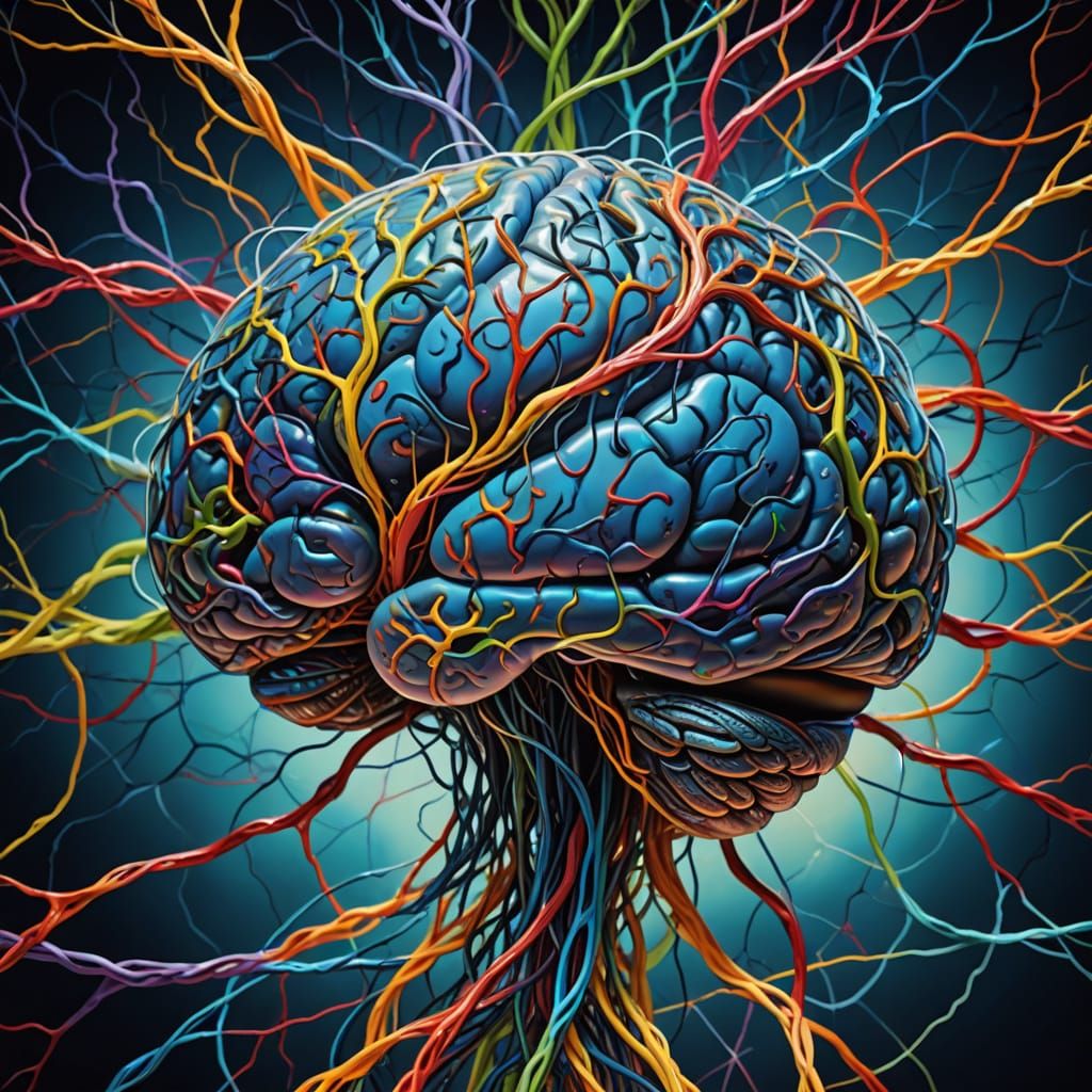 Surreal Oil Painting of a Brain in Hyper-Realistic Detail